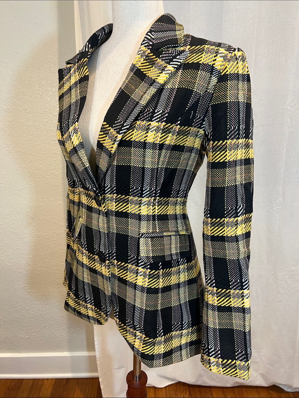 GREY LAB Black and Yellow Plaid Blazer Jacket. Size L. NWT - Picture 2 of 9